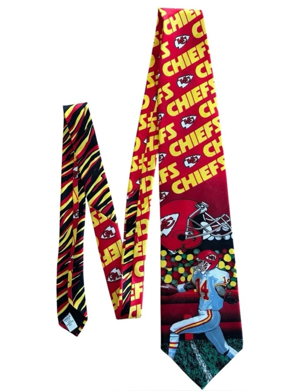 Vintage Kansas City Chiefs Silk Tie NFL Football Arrowhead Stadium Graphic
